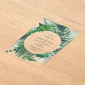 Romantisch handgeschilderd groen Fern Leaf bruilof Acryl Uitnodigingen (Laagn)