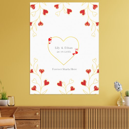 Romantisch Hart Bloem Canvas Afdruk (Insitu (Woonkamer))