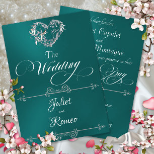 Romantisch Hart & Calligrafie op Turkoois - Trouwe Kaart