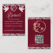 Romantisch Hart, Duif & Glitter, QR Code - Bourgon Informatiekaartje (Voorkant / Achterkant)