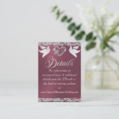 Romantisch Hart, Duif & Glitter, QR Code - Lavende Informatiekaartje (Staand voorkant)