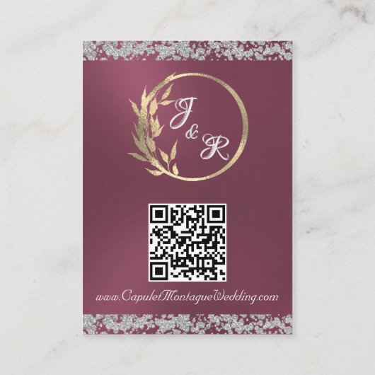 Romantisch Hart, Duif & Glitter, QR Code - Lavende Informatiekaartje (Achterkant)