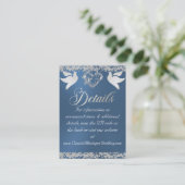 Romantisch Hart, Duif & Glitter, QR Code op Blauw Informatiekaartje (Staand voorkant)