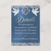 Romantisch Hart, Duif & Glitter, QR Code op Blauw Informatiekaartje (Voorkant)