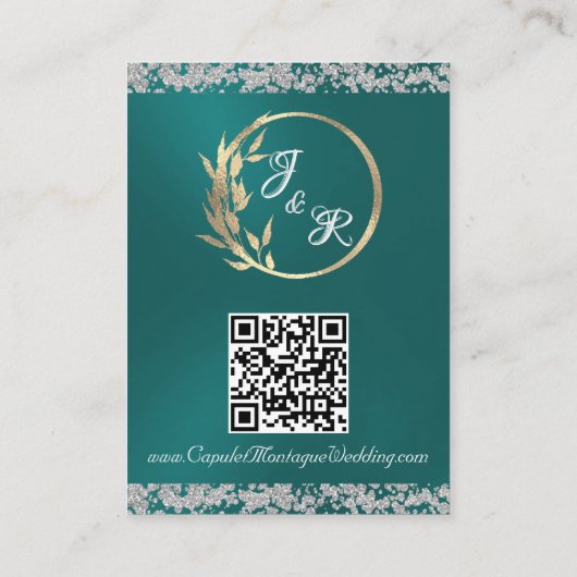 Romantisch Hart, Duif & Glitter, QR Code op Blauwg Informatiekaartje (Achterkant)