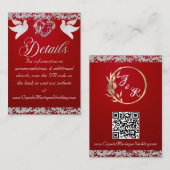 Romantisch Hart, Duif & Glitter, QR Code op Rood Informatiekaartje (Voorkant / Achterkant)
