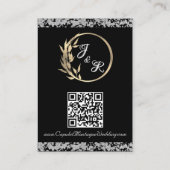 Romantisch Hart, Duif & Glitter, QR-code op zwart Informatiekaartje (Achterkant)
