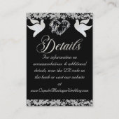 Romantisch Hart, Duif & Glitter, QR-code op zwart Informatiekaartje (Voorkant)
