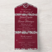 Romantisch hart en glitter op Bourgondië All In One Uitnodiging (Binnen)