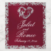 Romantisch hart en glitter op Bourgondië Wijn Etiket (Enkel label)