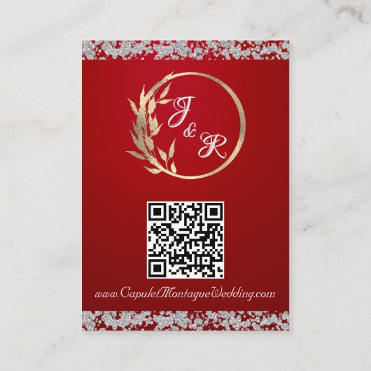 Romantisch hart en glitter, QR-code op rood Informatiekaartje (Achterkant)