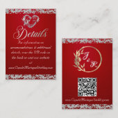 Romantisch hart en glitter, QR-code op rood Informatiekaartje (Voorkant / Achterkant)