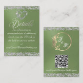 Romantisch hart en glitter, QR-code op salie Informatiekaartje (Voorkant / Achterkant)