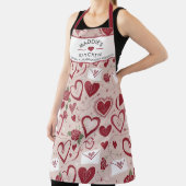 Romantisch hart en Rozen naadloos patroonontwerp Schort (Insitu)