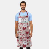 Romantisch hart en Rozen naadloos patroonontwerp Schort (Gedragen)