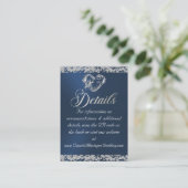 Romantisch Hart & Glitter, QR Code op Blauw Informatiekaartje (Staand voorkant)