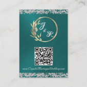 Romantisch Hart & Glitter, QR-code op Blauwgroen Informatiekaartje (Achterkant)