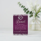 Romantisch Hart & Glitter, QR-code op Plum Informatiekaartje (Staand voorkant)