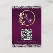Romantisch Hart & Glitter, QR-code op Plum Informatiekaartje (Achterkant)