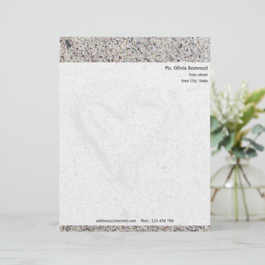 Romantisch hart in zand met retouradres briefhoofd sjabloon (Staand voorkant)