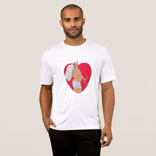 Romantisch hart met een ongewone Cupido T-shirt (Voorkant volledig)