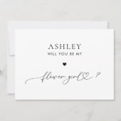 Romantisch Hart Script Bloemenmeisje Voorstel Kaar Kaart (Voorkant)