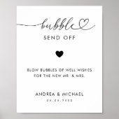 Romantisch Hart Script Bubble Send Off Trouwbord Poster (Voorkant)