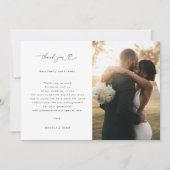 Romantisch hart script minimalistisch 2 foto bruil bedankkaart (Voorkant)