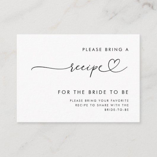 Romantisch Hart Script Vrijgezellenfeest Recept Aa Informatiekaartje (Voorkant)