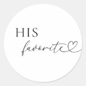 Romantisch hart script zijn favoriete bruiloft gun ronde sticker (Voorkant)