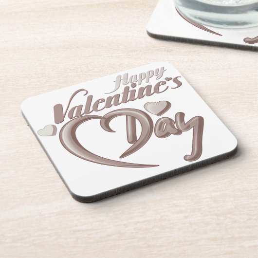 Romantisch Hart Valentijn's Day Script Typografie Bier Onderzetter (Linkerzijde)