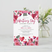 Romantisch Harten & Rozen Valentijnsdag Diner Kaart (Staand voorkant)