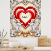 Romantisch Hartontwerp Poster (Keuken)