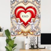 Romantisch Hartontwerp Poster (Thuiskantoor)