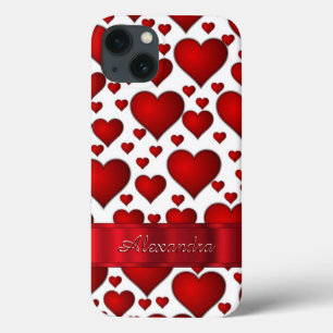 Romantisch hartpatroon gepersonaliseerd iPhone 13 hoesje