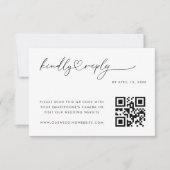 Romantisch Hartschrift Minimalistische QR Code Bru RSVP Kaartje (Voorkant)