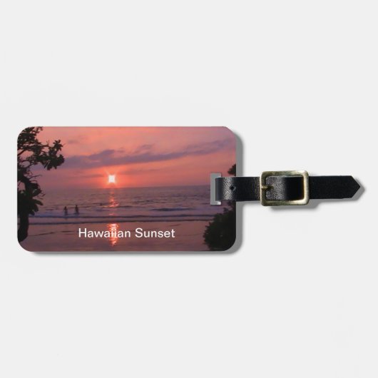 Romantisch Hawaiiaans Sunset Ocean Beach Bagagelabel (Voorkant horizontaal)