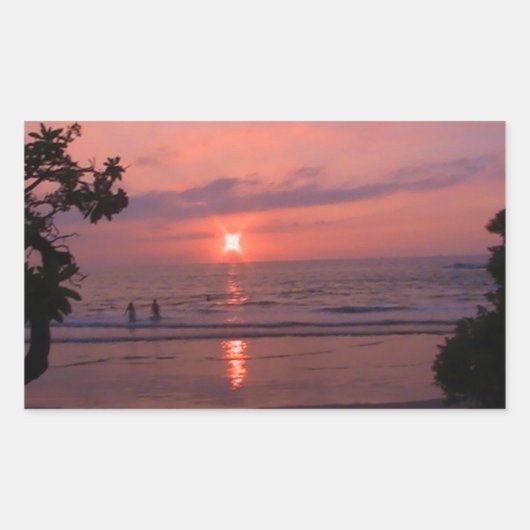 Romantisch Hawaiiaans Sunset Ocean Beach Rechthoekige Sticker (Voorkant)