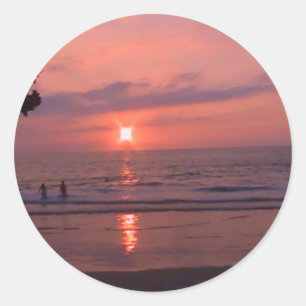 Romantisch Hawaiiaans Sunset Ocean Beach Ronde Sticker