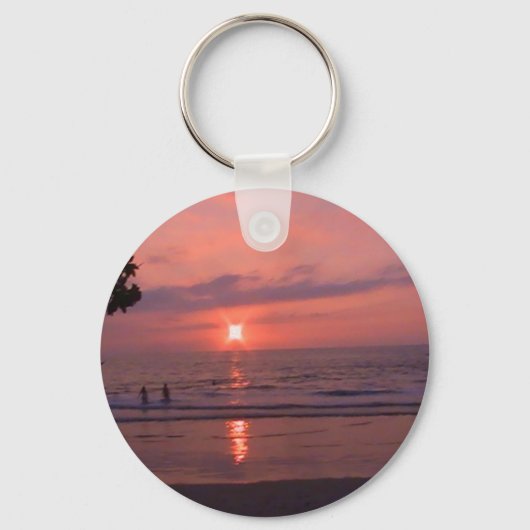 Romantisch Hawaiiaans Sunset Ocean Beach Sleutelhanger (Voorkant)