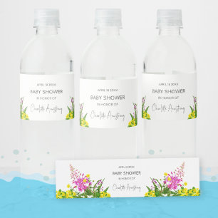 Romantisch heldere wilde bloem schrift baby shower waterfles etiket