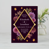 Romantisch Herfst Dahlia repetitie diner Folie Uitnodiging (Staand Voorkant)