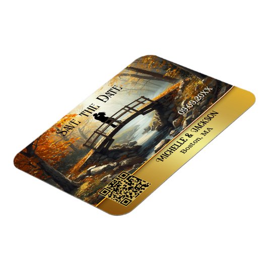 Romantisch Herfstbos Bewaar de Datum Magneet (Linkerzijde)