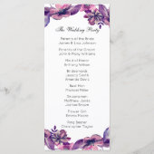 Romantisch huwelijksprogramma. Paarse bloemencerem Programma (Achterkant)