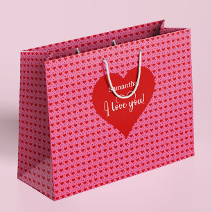 Romantisch I Love You Hart Ontwerp Gepersonaliseer Groot Cadeauzakje