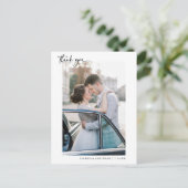 Romantisch kalligrafie schrift trouwfoto bedankje briefkaart (Staand voorkant)