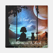 Romantisch Kat Moonlight Love Magnet Magneet (Voorkant)