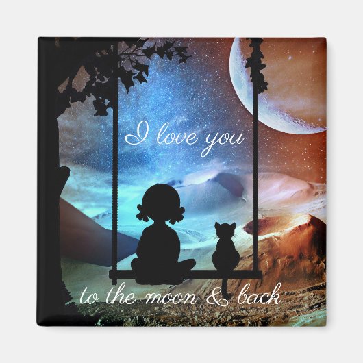 Romantisch Kat Moonlight Love Magnet Magneet (Voorkant)