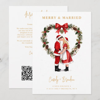 Romantisch Kerst Koppel Hart Krans Rood TLW26 Save The Date