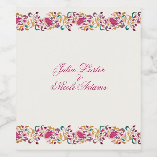 Romantisch Klassiek Pearl Swan Floral Lijst bruilo Wijn Etiket (Enkel label)